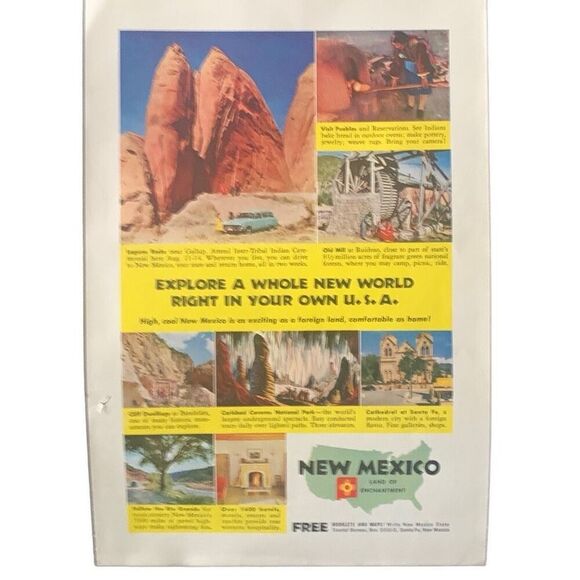 Vintage 1955 New Mexico Land of Enchantment Ad Advertisement - Picture 3 of 3